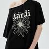 Mardi Mercredi Oversized Off-Shoulder Flowermardi T-Shirt - Black Ivory