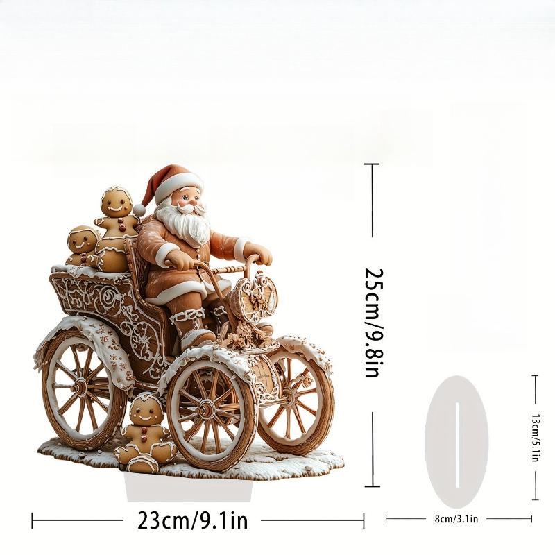 1pc, Winter Christmas Santa Sled Acrylic Table Top Cummerbund Reindeer, Christmas Theme Decorativing The Base, 2D Flat 23*25cm