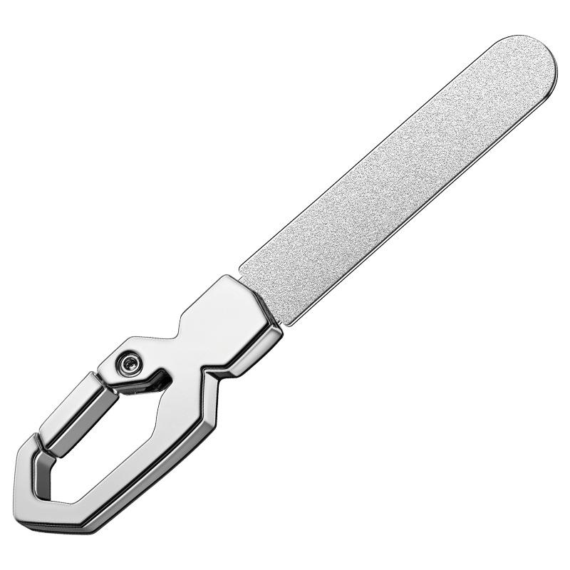 Portable Diamond Grit Nail File: Stainless Steel, Zinc Alloy Keychain Manicure Tool
