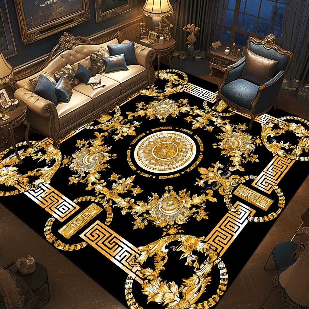 Luxury Style Golden Carpet for Living Room Washable Room Decor Lounge Rug Large Area Lobby Floor Mats Non-slip Entrance Door Mat