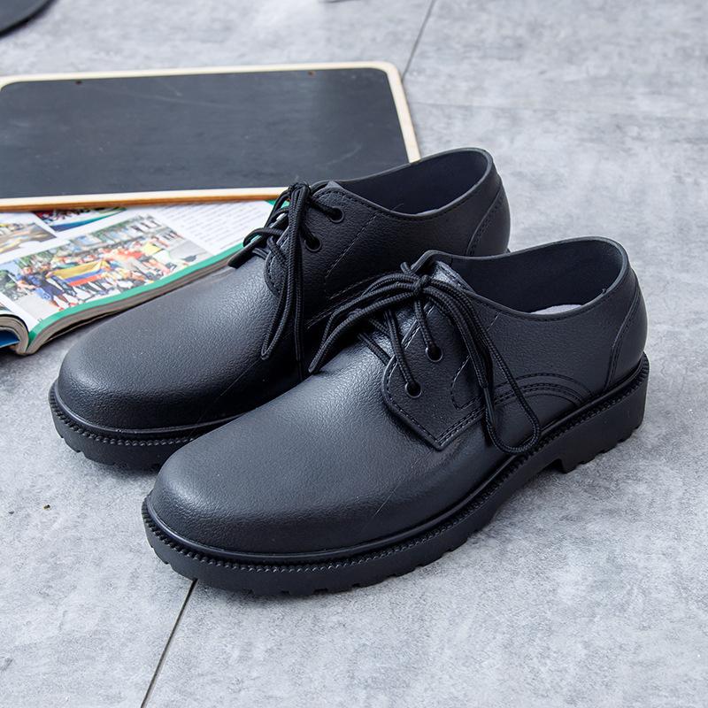 

Весна и лето 2024 года, новые низкие туфли на толстой подошве из искусственной кожи, британские эластичные черные ботинки Martin, водонепроницаемая обувь 40 чёрный