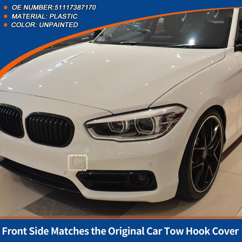 ACROPIX Front Car Bumper Toe Hook Cover Cap for BMW 1 Series F20 LCI Sedan and F21 LCI Wagon Part 1 Piece (Unpainted) (2015-2018) - Number