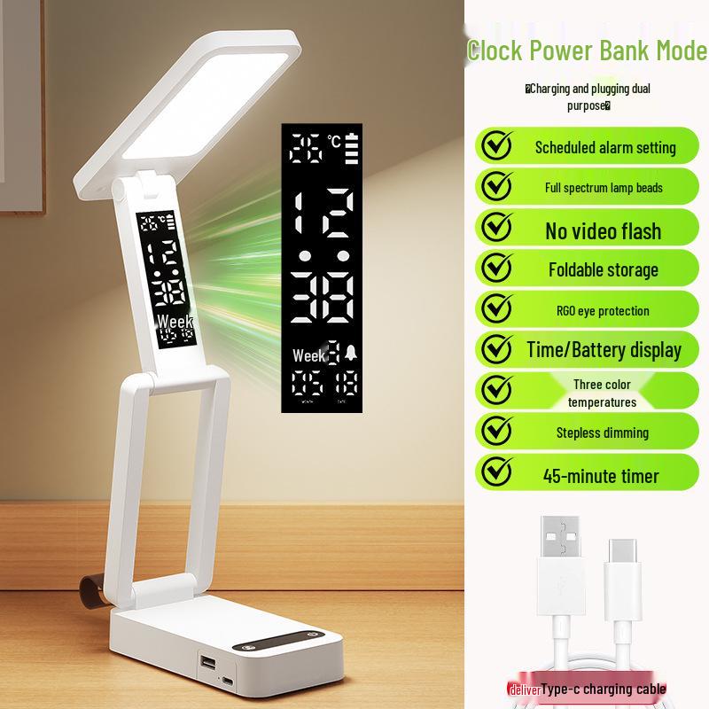 Smart Rechargeable Folding Table Lamp for Students with Eye Protection and Timer