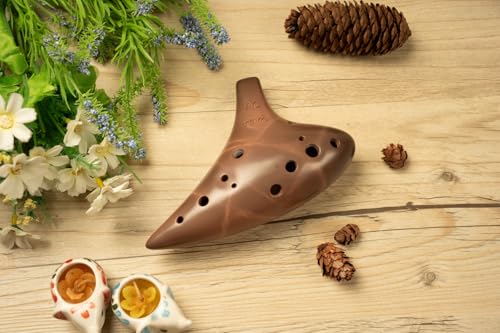 TNG Ocarina [Brown / 12-Hole / AC] Single (with dedicated case) High-Quality Ocarina for Wind Instruments, Purple Sand