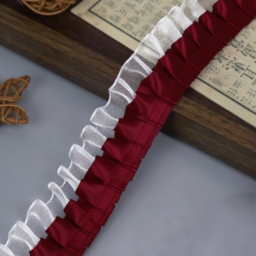 Sewing Accessories Pleated Lace Ribbon Double-layer Multiple Colors Decorative Trim Ribbon Trimming Dress Decorative L вино красного