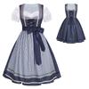 Retro Plaid Bavarian Oktoberfest Dress, Waisted Long Dress Halloween Party Cosplay