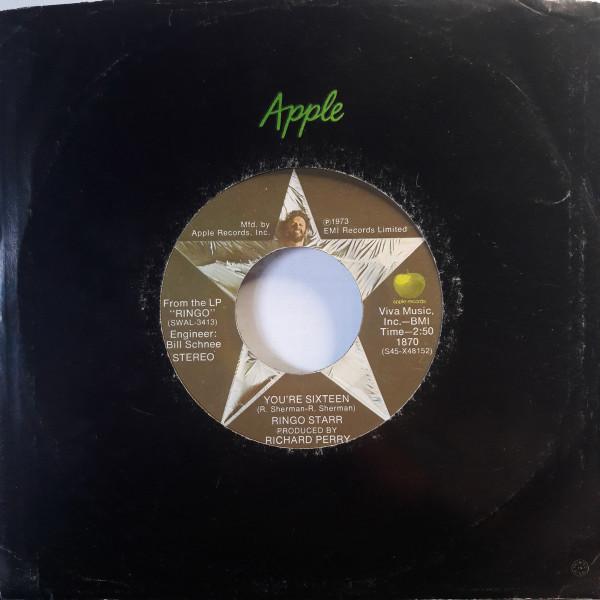 

7-дюймовая пластинка RINGO STARR Youre Sixteen 1870 APPLE RECORDS 1973 США Рок Б/у