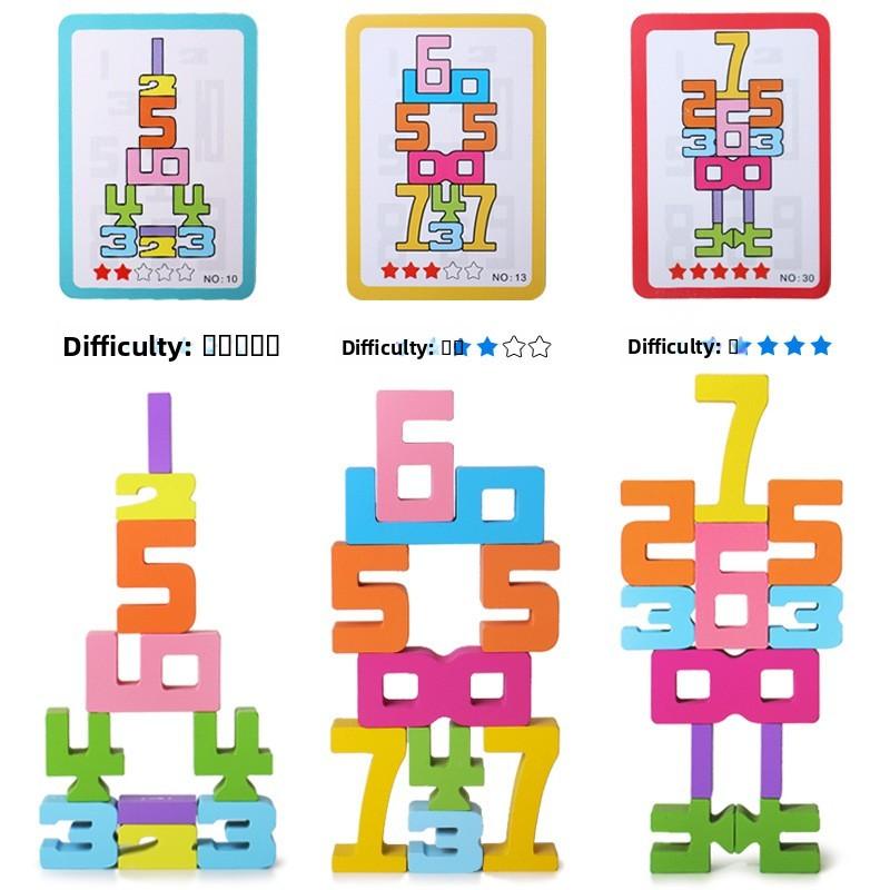 Wooden Childrens Number Building Blocks Math Learning Toy For Early Development