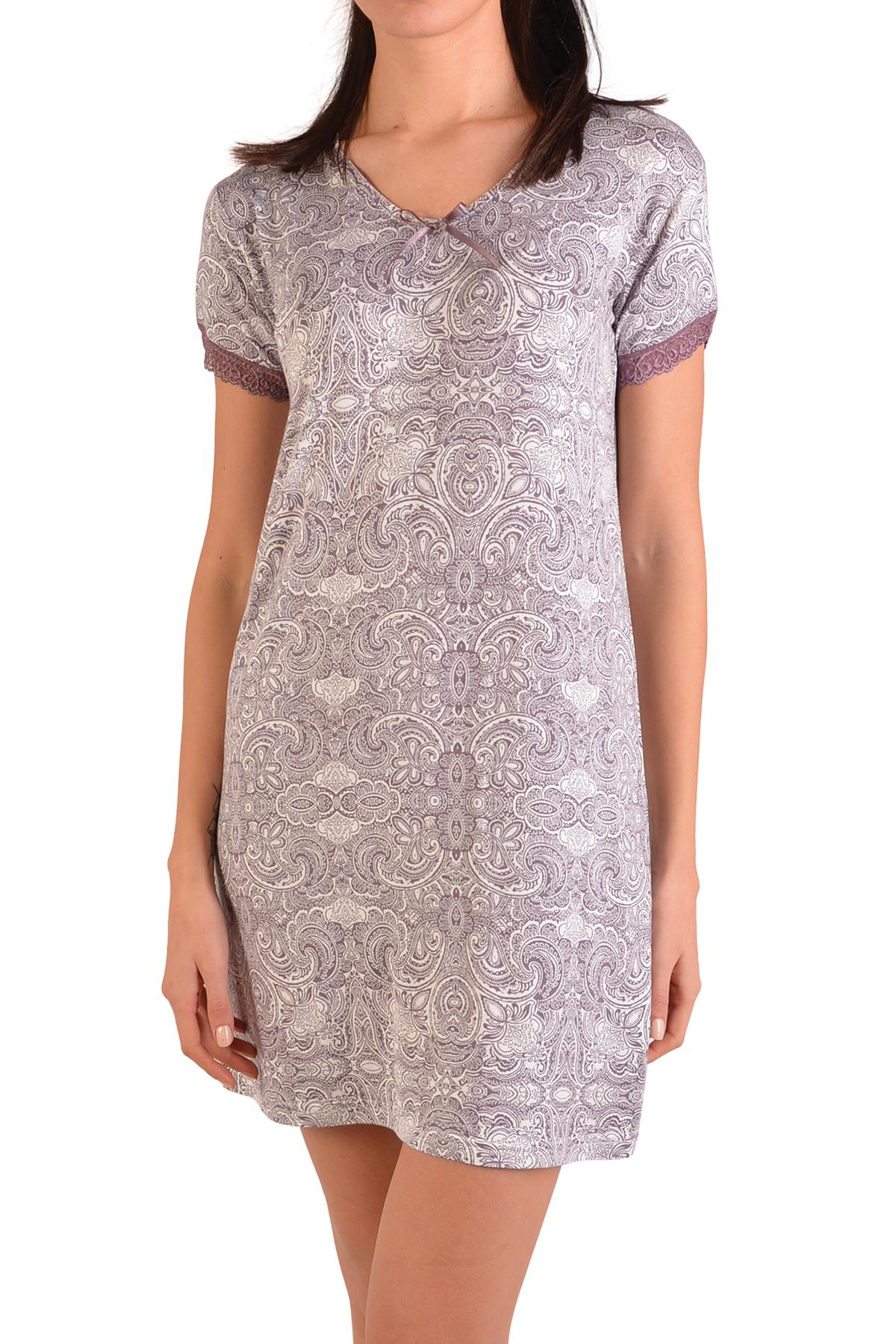 

Женская туника, ночная рубашка с короткими рукавами, вискоза и лайкра S сливовый