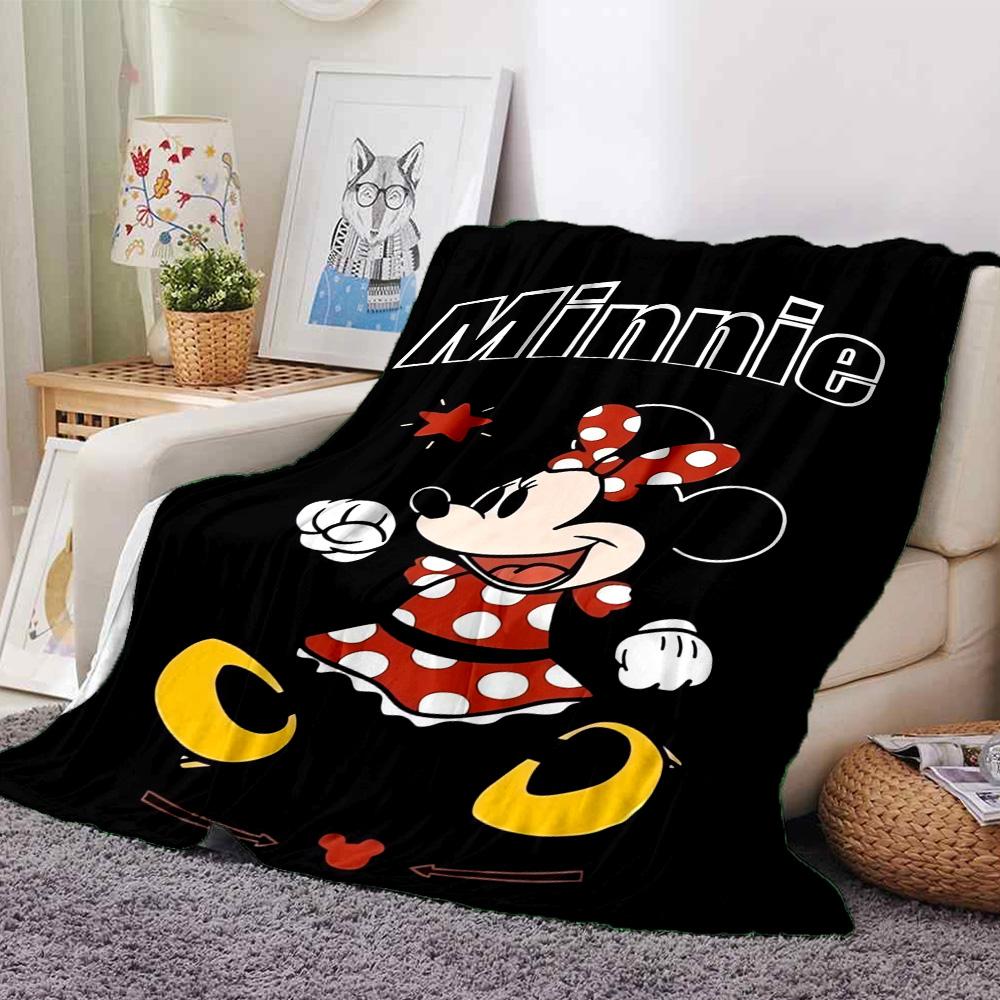 Minnie Mouse Adventure Flannel Blanket Super Soft Warm Cozy Blanket For Sofa Bed Office Travel Allseason Home Decor Gift