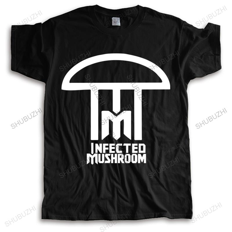New Fashion Crew Neck Tshirt Summer Cotton Tees Loose Tops Infected Mushroom Logo MenS TShirt Black Unisex Male Short Sleeve