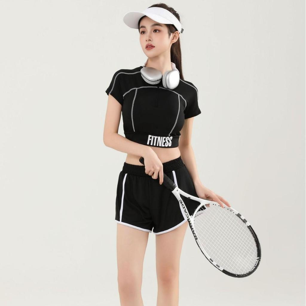 Dámská sportovní plavková souprava - 2025 Přiléhavé plavky s krátkým rukávem pro jaro/léto