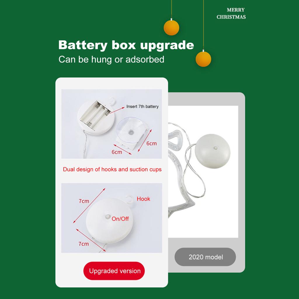 3Pcs Christmas Window Lights Decorations with Suction Cups Christmas Window Decorations for Xmas Tree Fireplace Indoor Decor