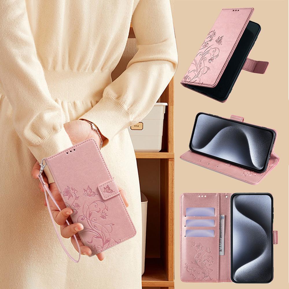 For Xiaomi Redmi K70E 5G/Poco X6 Pro 5G Case Butterfly Flower PU Leather Handbag Phone Cover