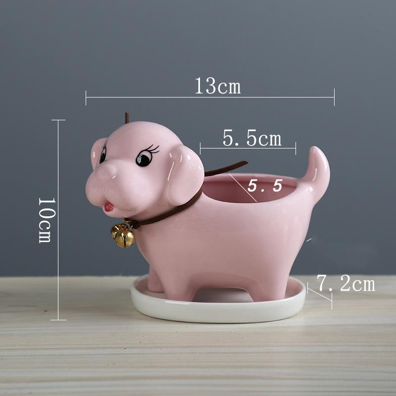 European Simple Cartoon Puppy Succulent Flower Pot Ceramic Creative Gardening Desktop Plant Container Home Decoration Ornament