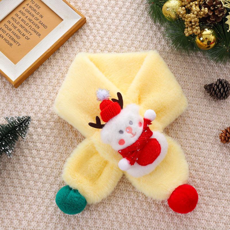 Korean Style Plush Snowman Scarf for Kids - Warm Winter Neck Warmer for Girls & Boys