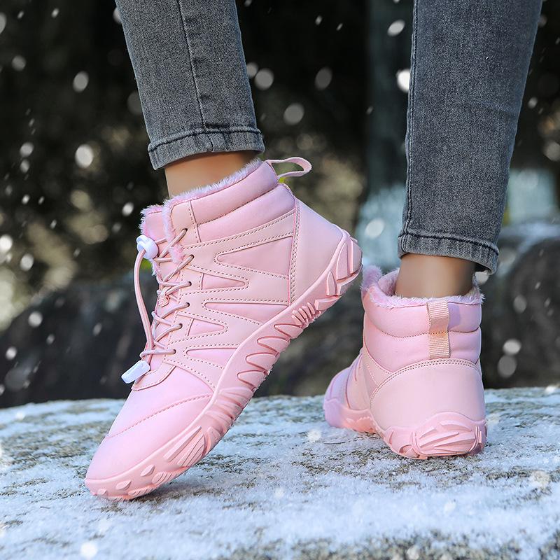 New Winter Outdoor Non-Slip Splash-Proof Snow Boots with Velvet Lining for Couples - Warm Mountaineering Five-Finger Design