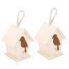 2Pcs Outdoor Hanging Wooden Birdhouse Birds Nesting Box Crafts Ornament Garden Decoration