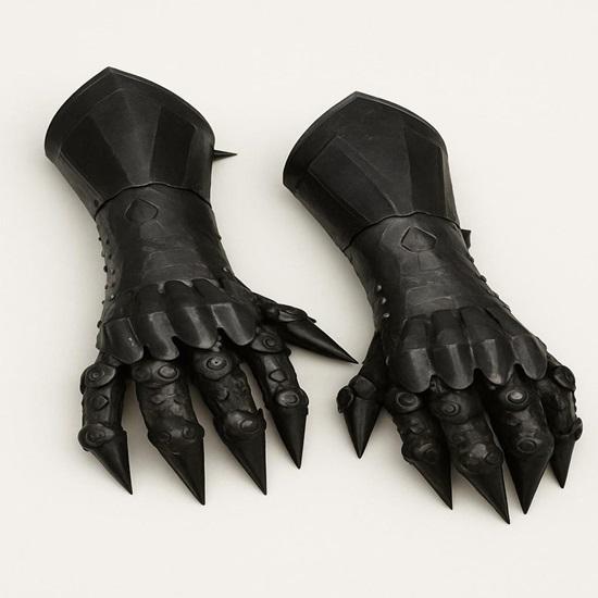 Medieval Nazgul Black Etched Steel Gauntlets Hand Armor Gloves