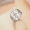 Women's Flower Ring Stainless Steel Gold Wide Finger Rings Band Bohemian Jewelry Anniversary Gift