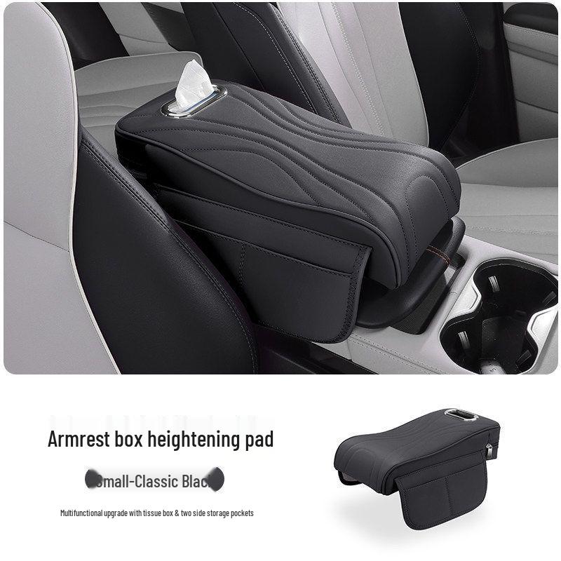 Zunjie S800 Armrest Box Pad with Tissue Box, Cup Holder, and Storage Bag for Car Interior Accessories.