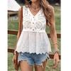Small Summer European and American Knitted Crochet Hollow Butterfly Single-Breasted Patchwork Embroidered Widened Lace Vest Top