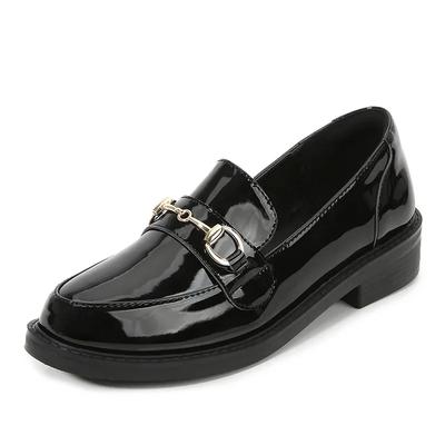 Mode Damen Slipper 2025 Frühling Britischer Stil Damen Lederschuhe Mode Metall Schnalle Dicke Absatzschuhe Retro Stil Büro Dame Schuhe