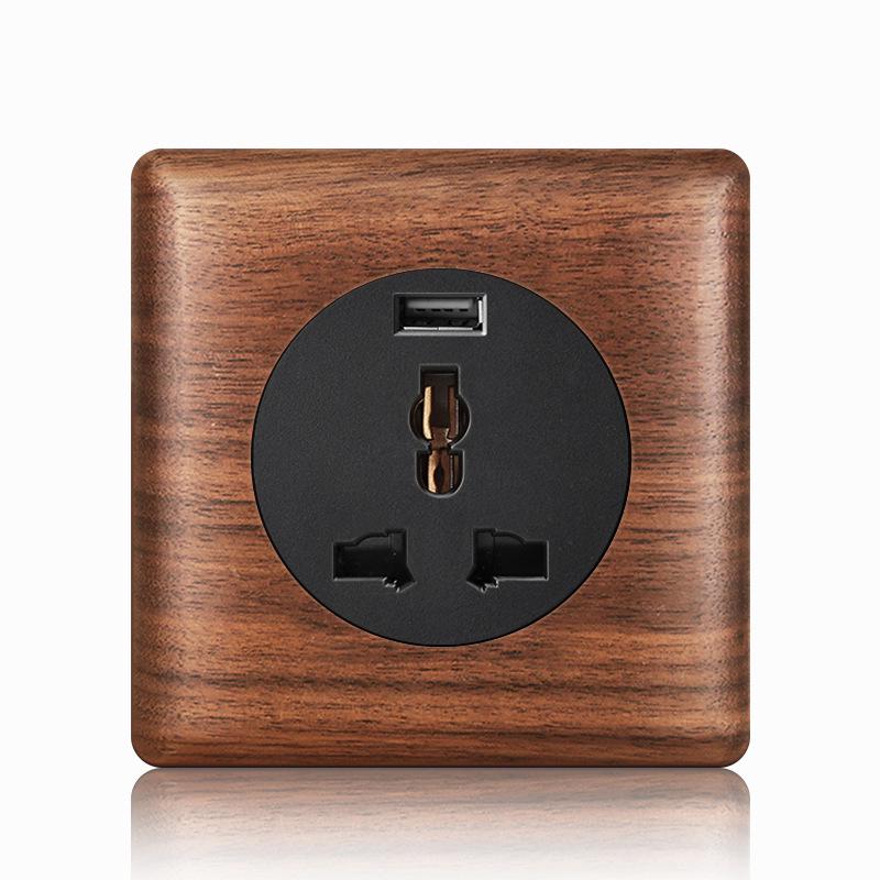 Nordic Toggle Industrial Style Solid Wood 86 Type Single/Double Gang Switch Socket