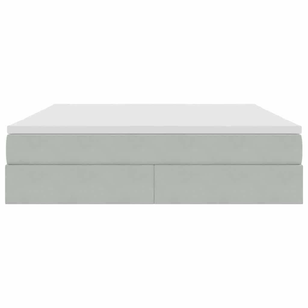 Storage Bed with Mattress Light Grey 160 x 200 cm Velvet