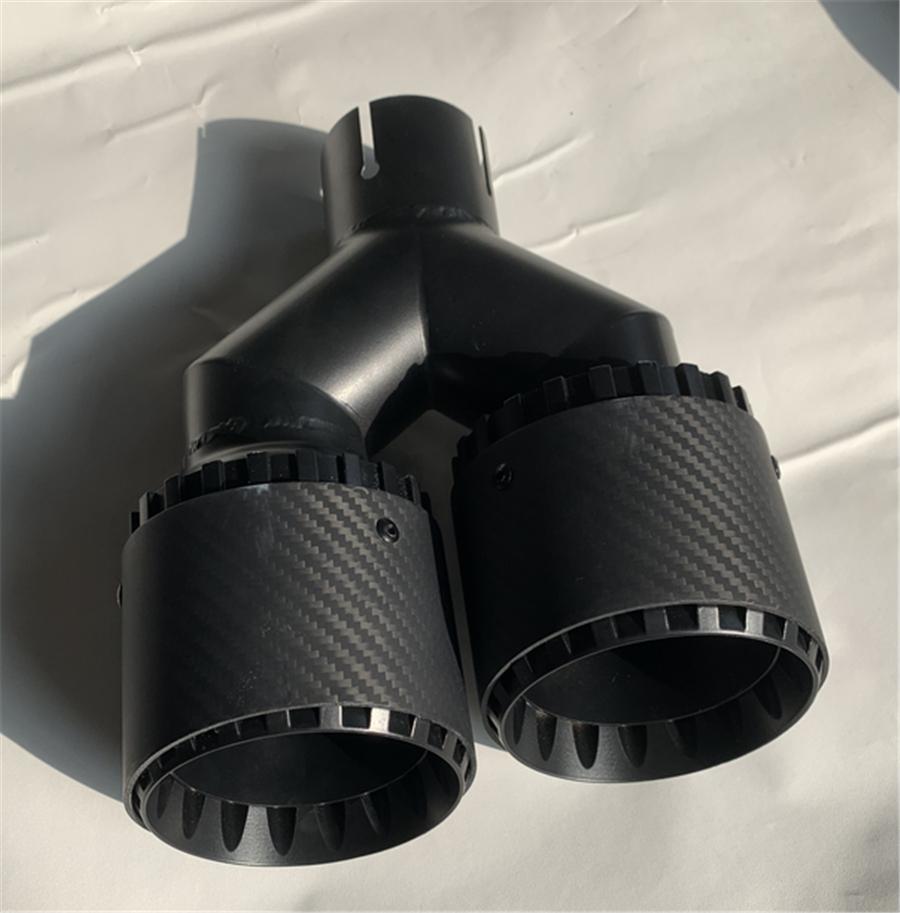 Pair Universal Three Layers 63mm Inlet 89mm Outlet 100% Real Carbon Fiber Car SUV Dual Exhaust Pipe Tail Muffler Tip Plating Black