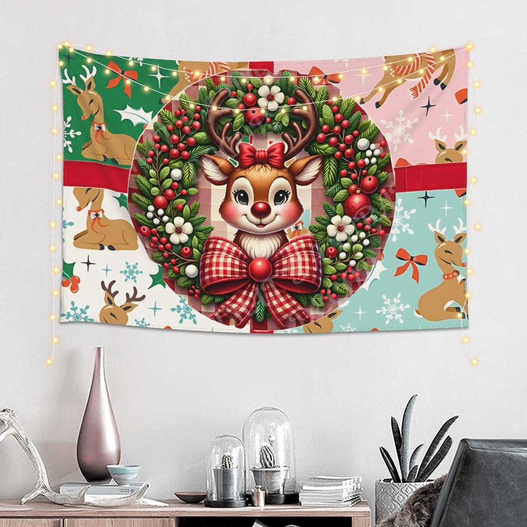 Christmas Knit Heart Pattern Tapestry Bedroom Decoration Wall Hanging Blanket Tapestry Cool Stuff For Room