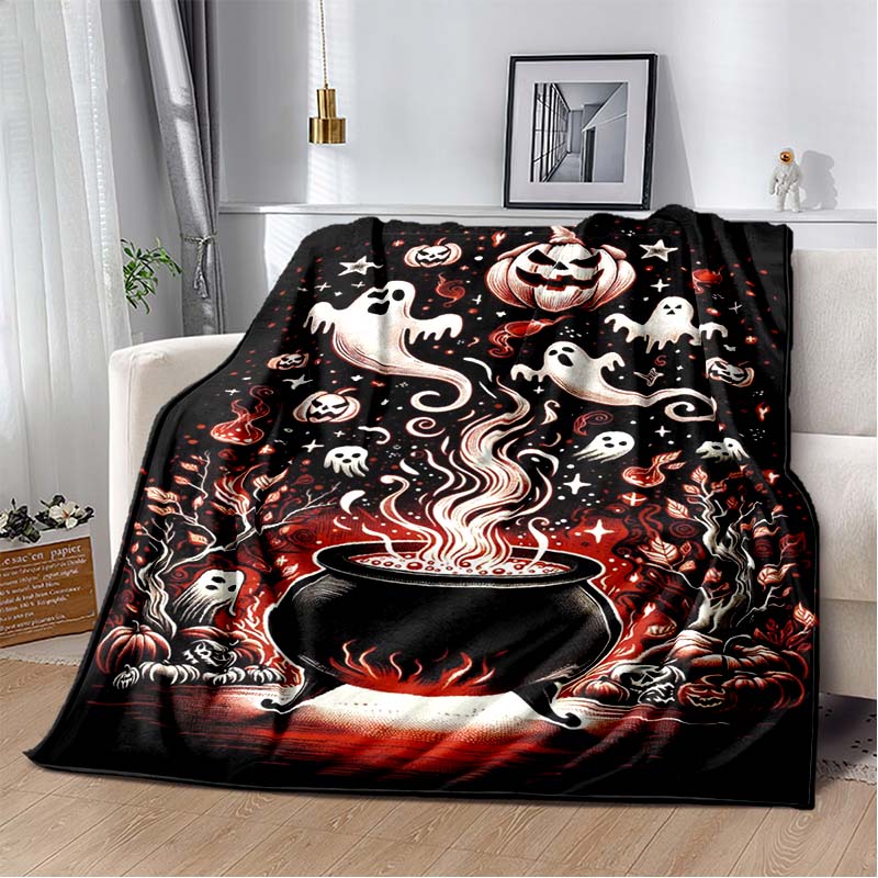 Halloween Terrifying Pumpkin Surprise Soft Blanket Home Room Sofa Bed Warm Travel Picnic Leisure Office Oversized Gift Blanket