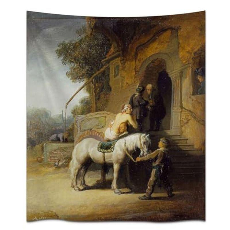 European Classical Figure Oil Painting Tapestry, Retro Wall Hanging, Light Luxury Home Decor Living Room Bedroom