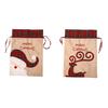 Burlap Plaid Edge Christmas Gift Bag with Drawstring, Children's Candy Bag & Embroidery Decoration Props