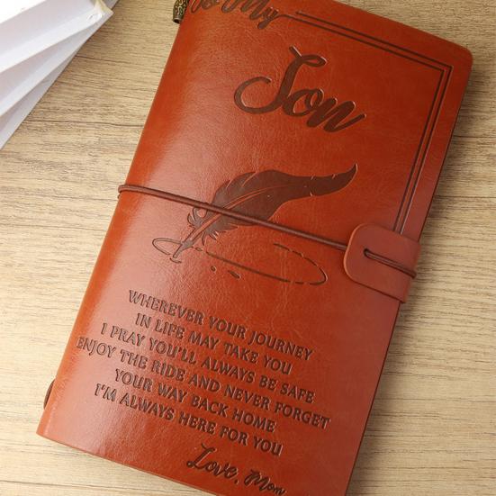 Journal Notebook Loose-Leaf Refillable Faux Leather Cover with Elastic Strap