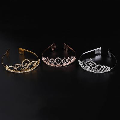 Diamond-encrusted Crown Headband, Bridal Wedding Alloy Tiara, Princess Decorative Headband