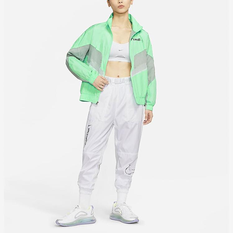 Nike Sportswear Woven Jacket With Stand Collar And Panel Design Women Outerwear Green CZ8849-342