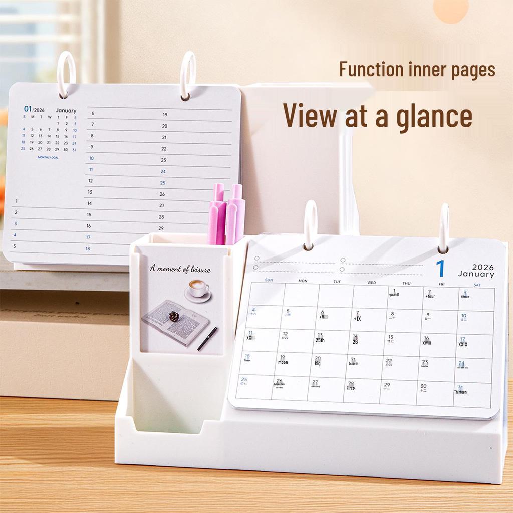 2026 Jahr des Pferdes Acryl Stiftehalter Kalender - Anpassbares Schreibtischornament