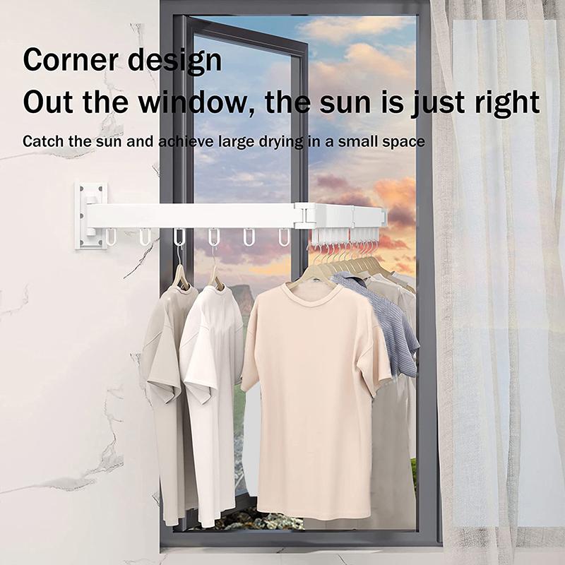 Household Folding Clothes Hanger Aluminum Alloy Wall Mount Retractable Clothes Rack for Indoor Outdoor Space Saving