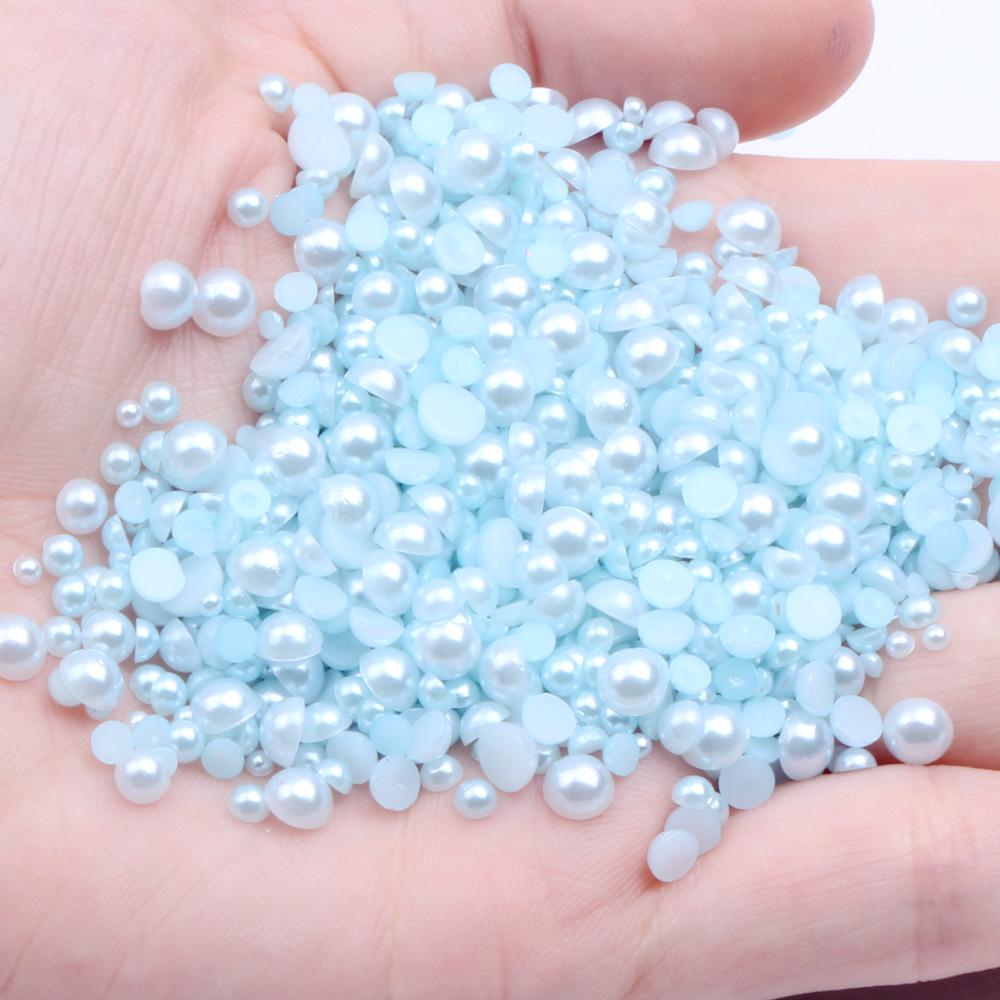 9mm Flat-back Half-round Pearl Beads - 100 Pcs for DIY Phone Case Decoration