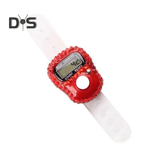 

Электронный счетчик со стразами, портативное легкое ручное счетное кольцо с цифровым ЖК-дисплеем, сбрасываемый мини-счетчик красный