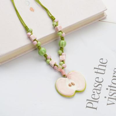 Ceramic Apple Sliced Small Fresh Summer Travel Necklace Collarbone Chain Accessories Live Stream Supply