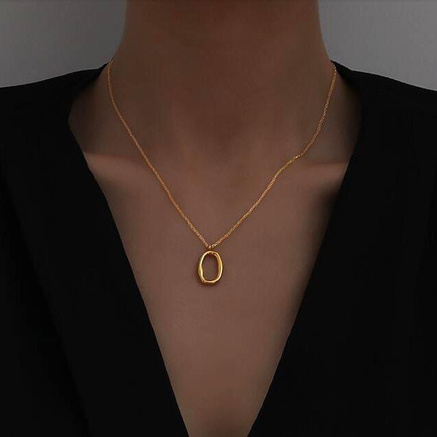 Fashion Style Stainless Steel Ripple Pendant Necklace For Women Gifts
