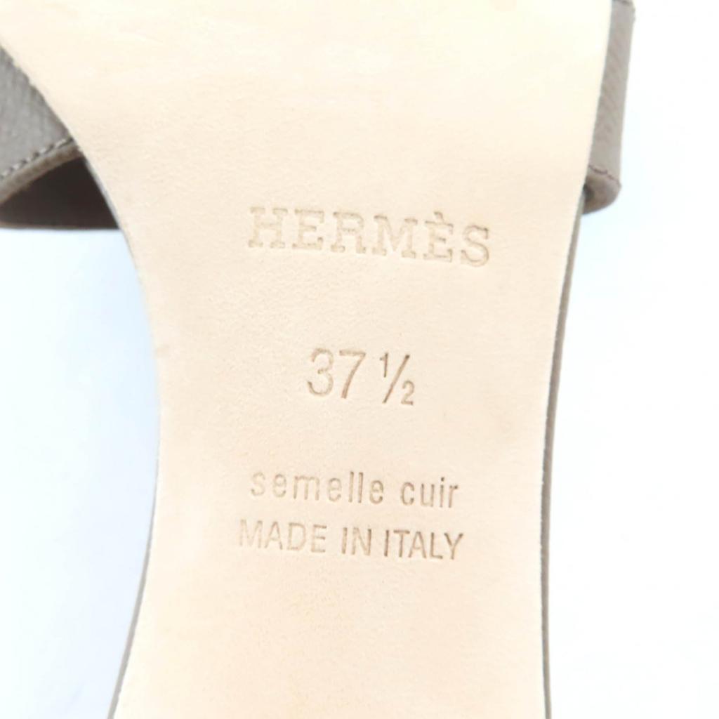 Excellent HERMES Sandals Oasis H-design chunky heel leather Epsom Leather 37.5 Used