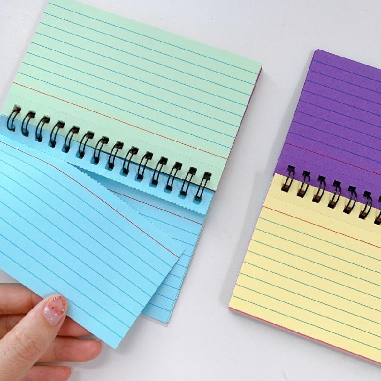 Small Twin-Wire Binding Notebook 50 Sheets Lined Pocket Colorful Notepads Small Wirebound Notepads for Journaling