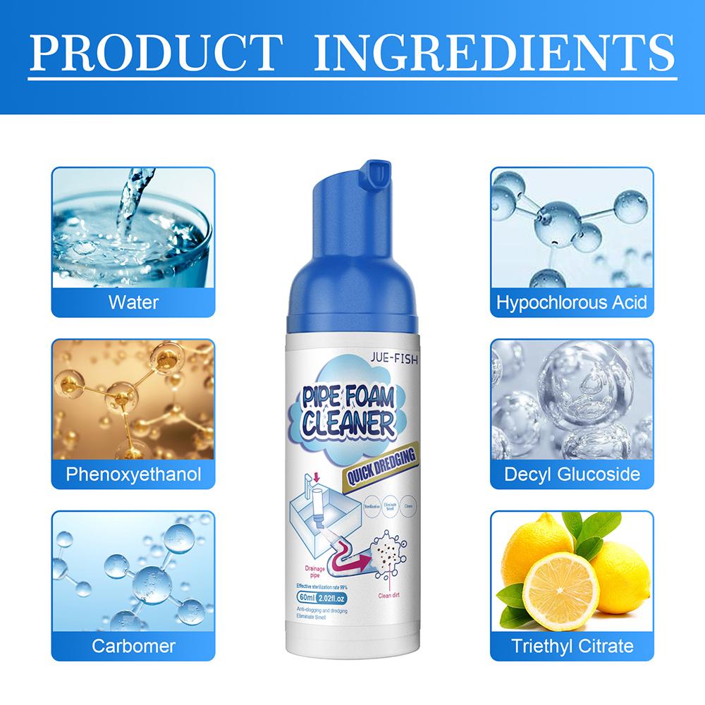60ml Pipe Foam Cleaner Dredge Deodorant Kitchen Drain Tub Odor Remover Agent Powerful Deep Cleaning Sink And Drain Cleaner