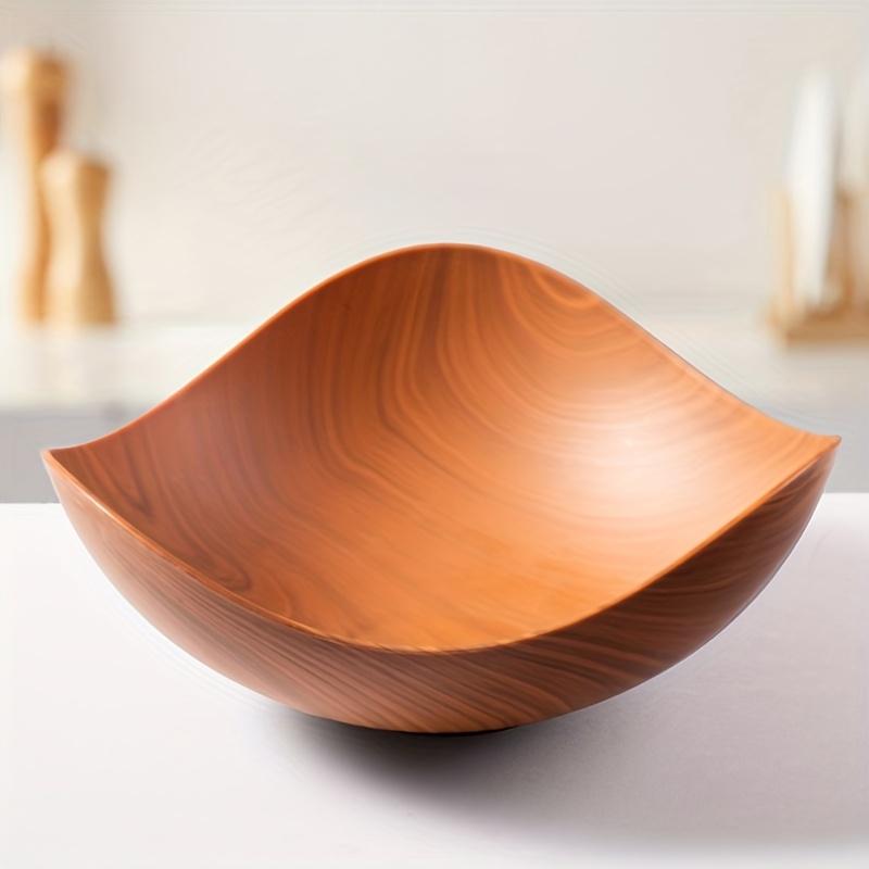 

Large Wood Grain Salad Bowl - Durable Plastic Serving Dish for Party, Wedding, Buffet. Easy-Clean Fruit & Candy Container. помаранчевий