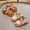 New Summer Girls' Closed-Toe Sandals - Floral Print Princess Shoes with Soft Sole, Country Style for Little Girls