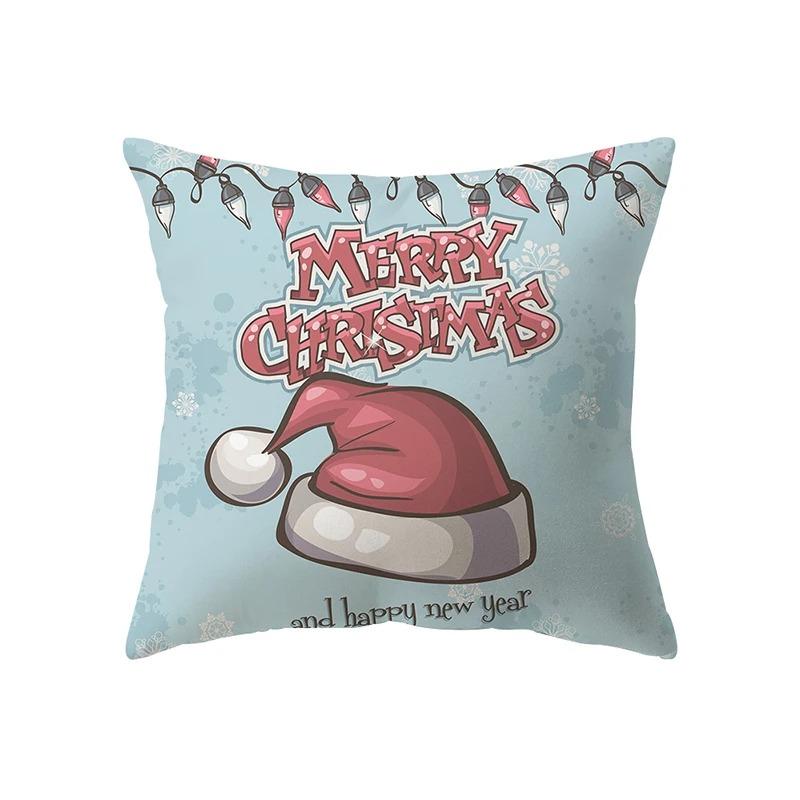 Cute Santa Claus Christmas Theme Printed Pattern Cushion Cover For Home Living Room Sofa Decoration Square Pillow Cover