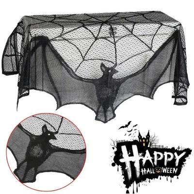 Halloween Spitzengardine Gothic Fledermaus Tischdecke Kaminschal Fensterabdeckung Für Party Heimdekoration Spinnweben Halloween Dekoration
